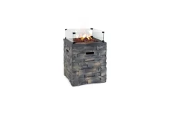 Kettler Stone Fire Pit Square 52cm With Glass Surround & Regulator