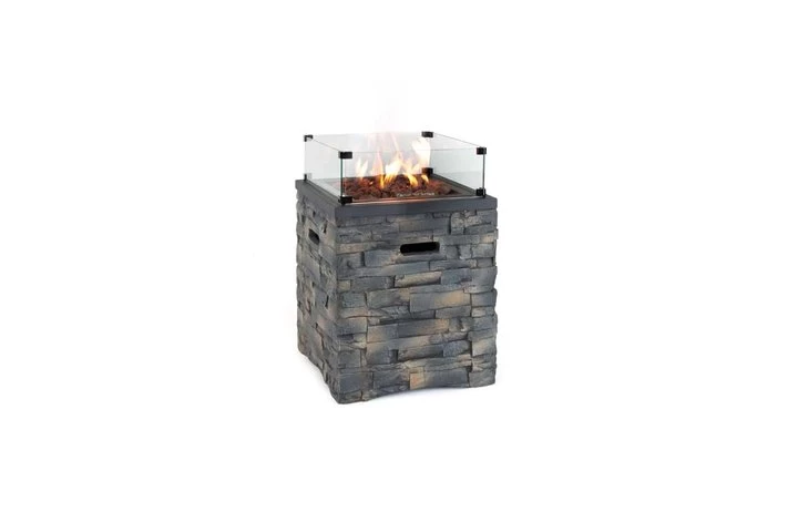 Kettler Stone Fire Pit Square 52cm With Glass Surround & Regulator 1 Kettler Stone Fire Pit Square 52cm With Glass Surround & Regulator